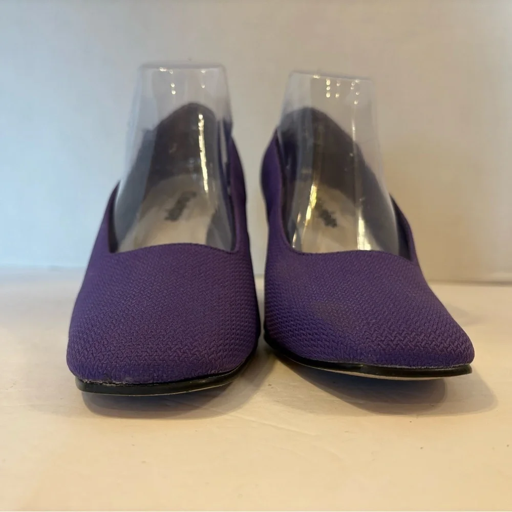 Classique purple fabric block heel pumps shoes size 9.5